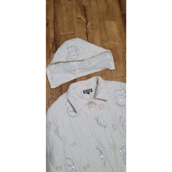 Funwear Factory Quilted Hooded Puffer Jacket w/Sequin Accents - Picture 8 of 11